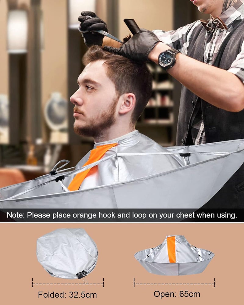 Lictin Hair Cutting Cape - Haircut Cape Umbrella Waterproof Hair Cloak Barber Cape Foldable Hairdressing Umbrella Cape Apron with 1PCS Black Comb - Image 2